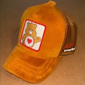 Overlord x Care Bears Tender Heart Fuzzy Brown Mesh Trucker Snapback Hat NWOT